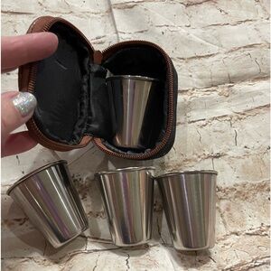 Groomsmen stainless  whiskey shot glass set & canvas case